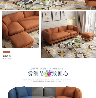 藍色清雅布藝沙發 現代酒店空間的舒適美學與靈動點綴